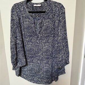 Dalia Navy and White Speckled Blouse